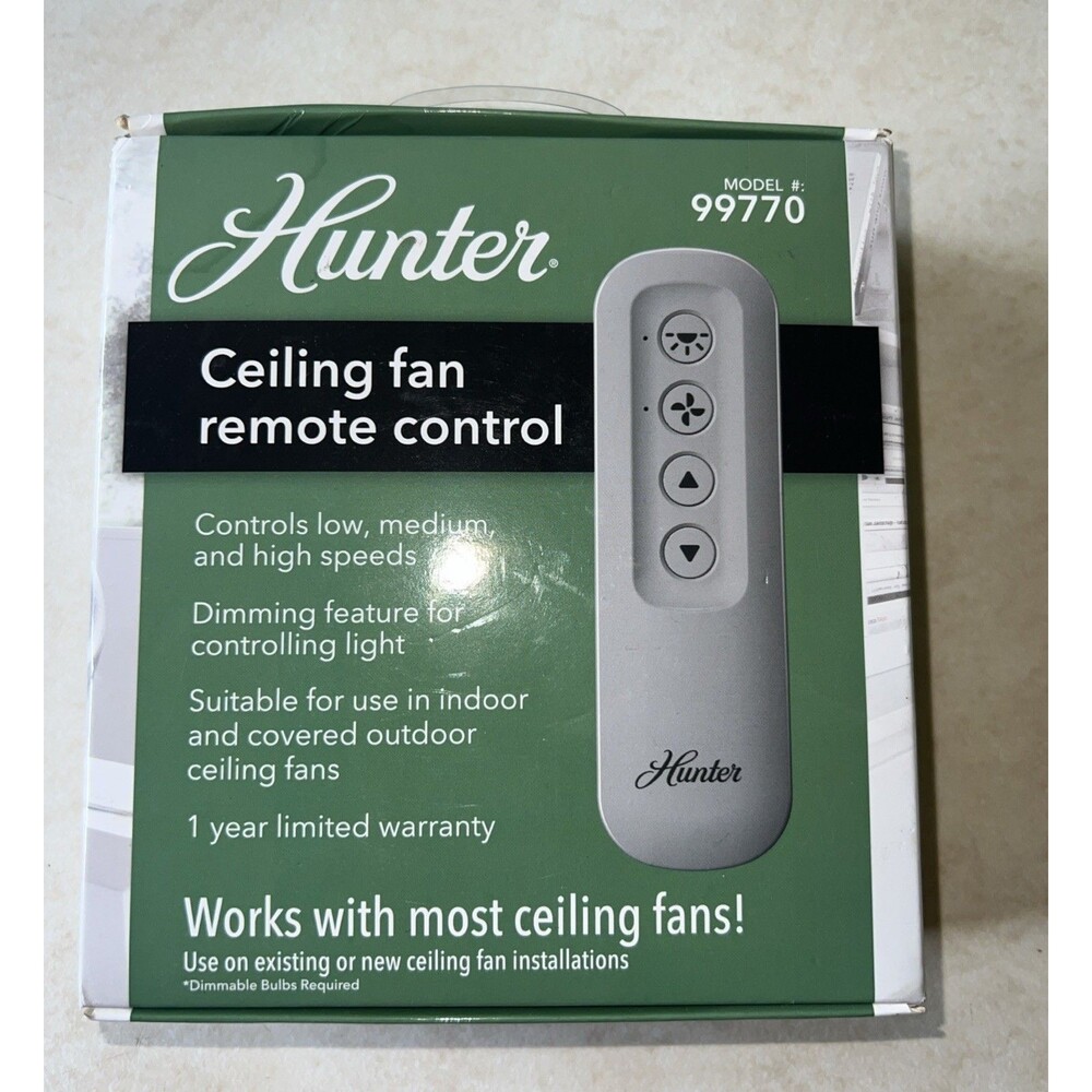 Hunter Ceiling Fan Remote Control: Low, Med & High Speeds -White- Model #99770